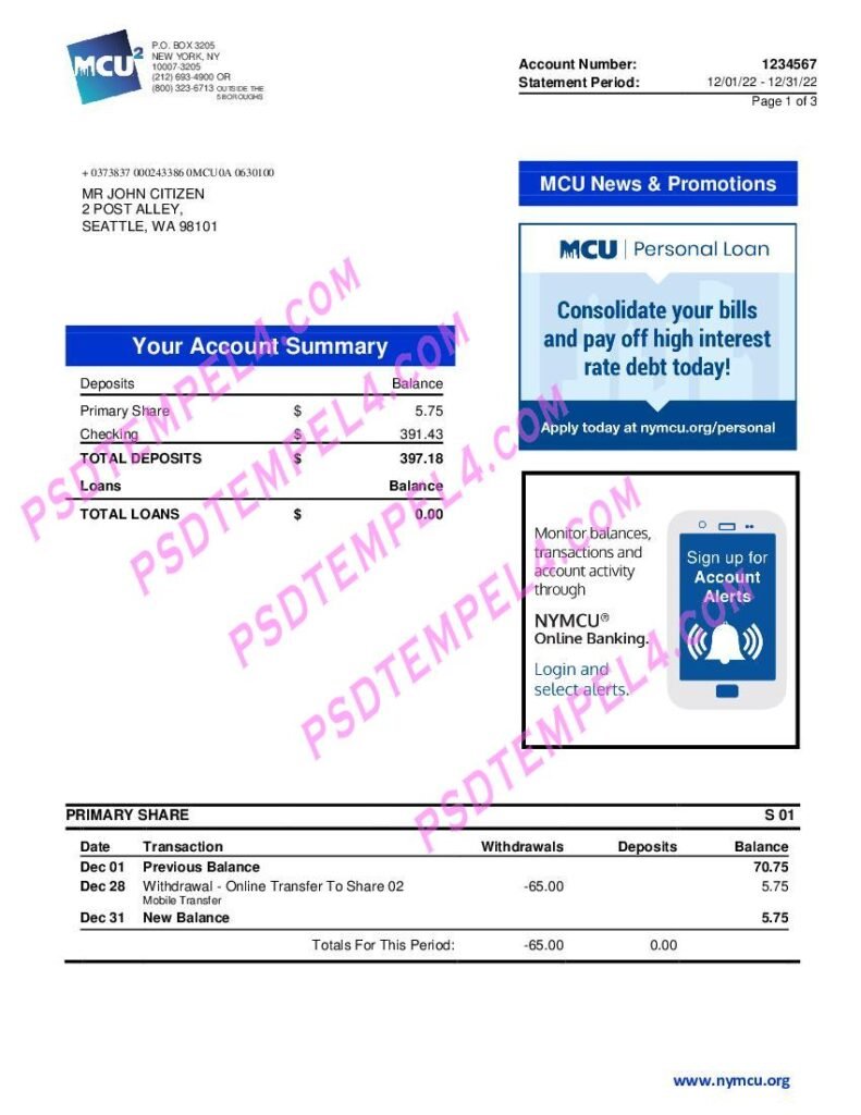 USA New York MCU utility bill 3pages