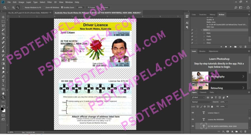 Australia NSW New South Wales Driver License - 3 version