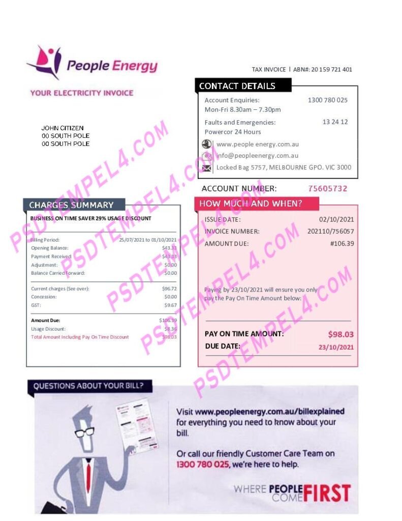 Australia electricity people energy utility bill