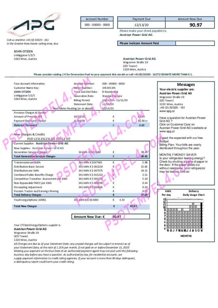 Austria austri power grid ag utility bill