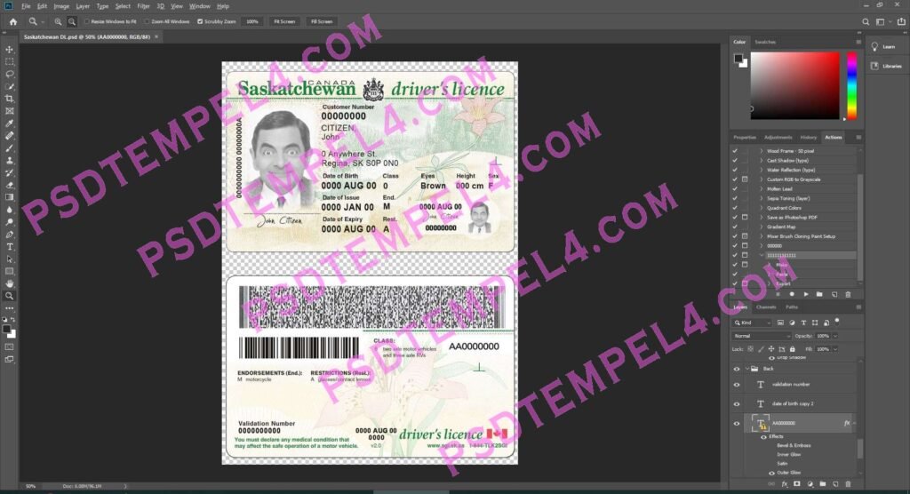Canada Saskatchewan Driver License 2 version