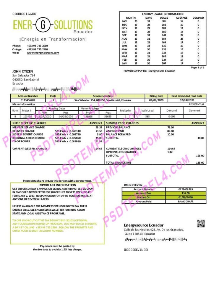 Ecuador Energysource Ecuador energy utility bill
