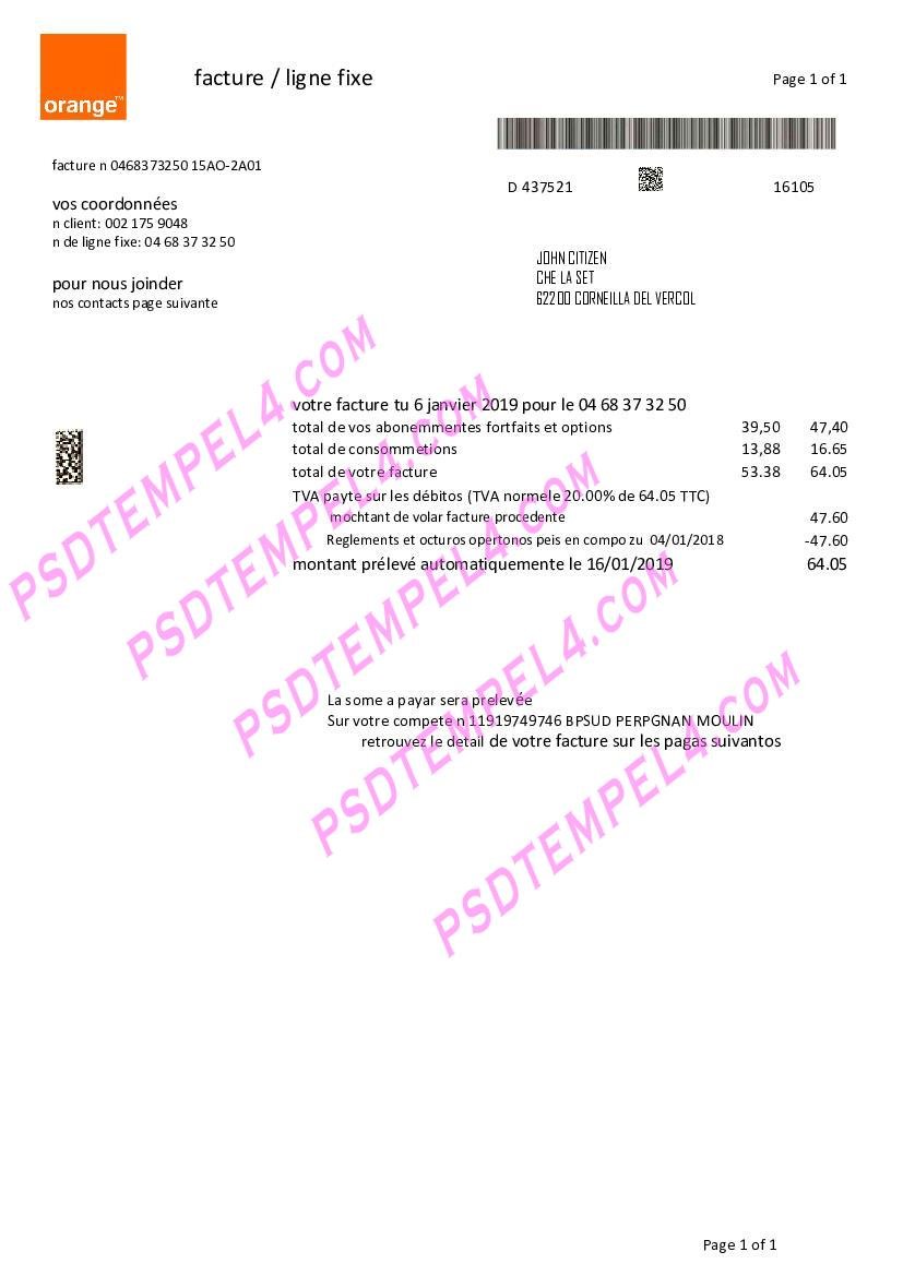 France orange utility bill