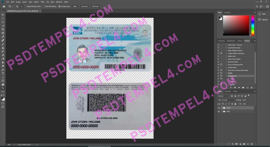 Honduras id card - 2 Version
