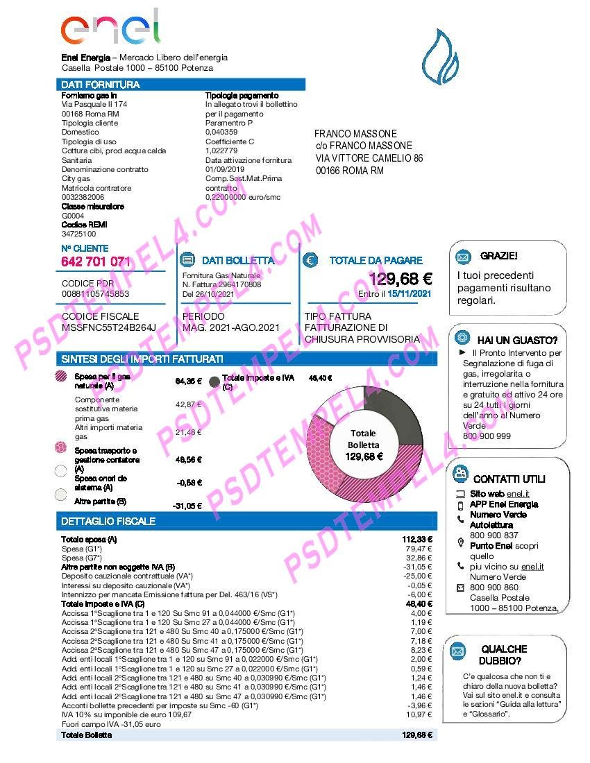 Italy Enel Energia NEW utility bill