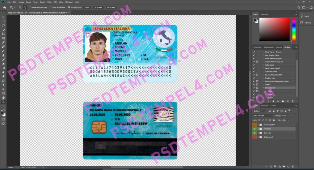 Italy blue id card - 2 version