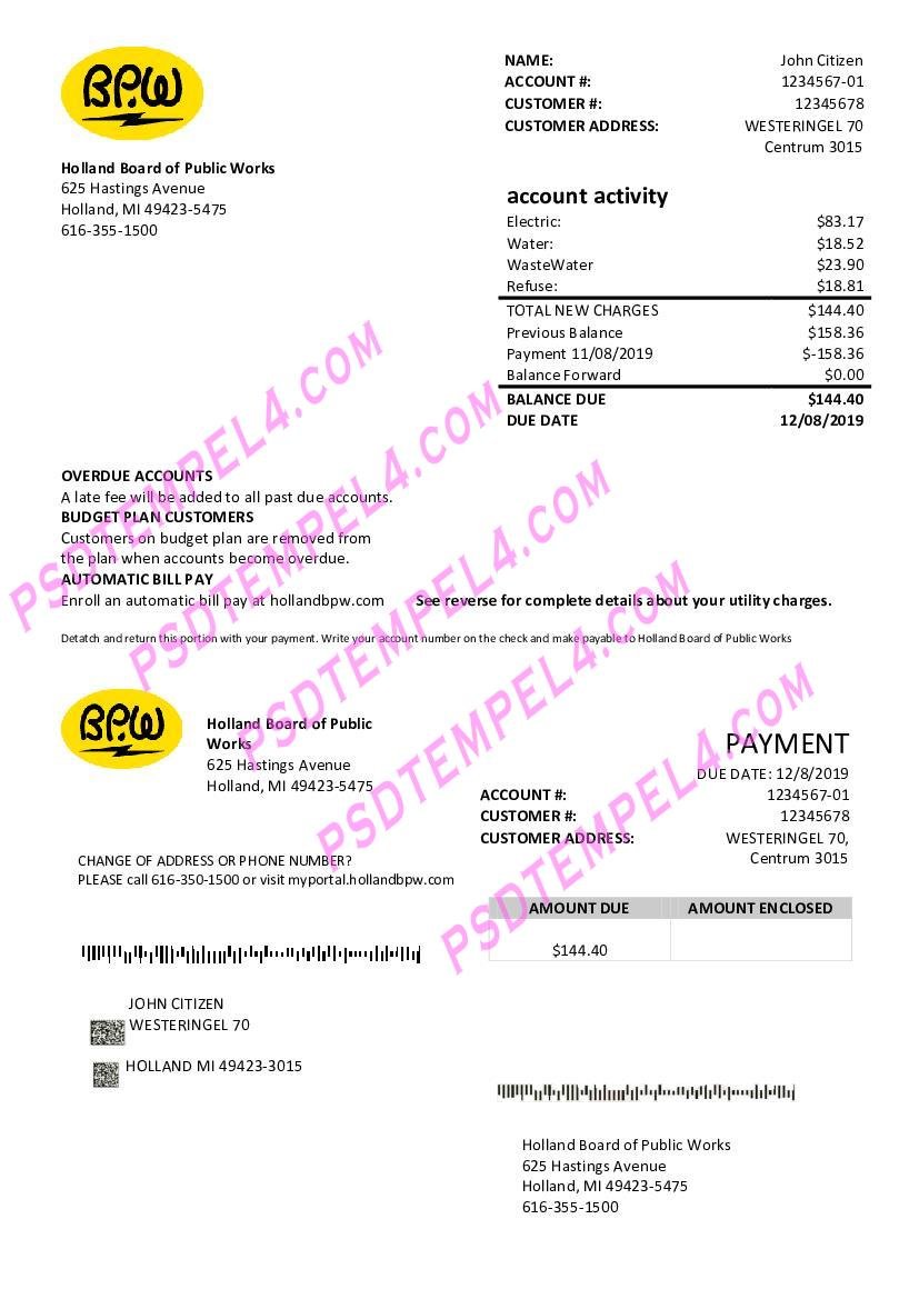 Netherlands BPW utility bill
