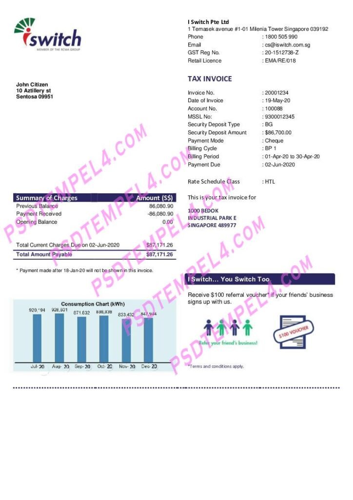Singapore I Switch electricity utility bill
