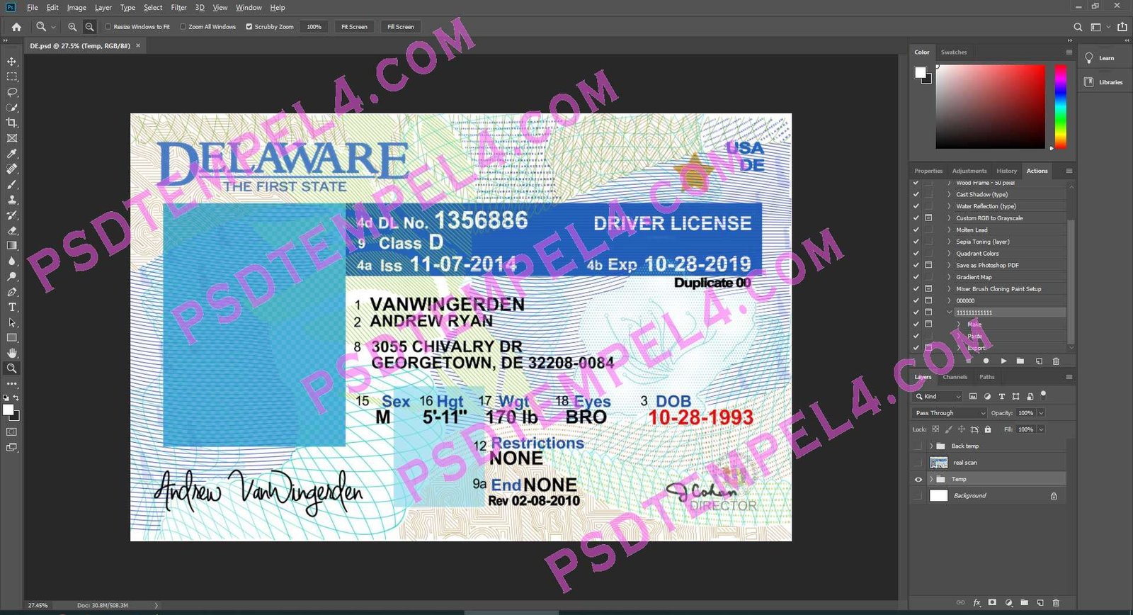 USA Delaware Driver License 2 version - Image 2