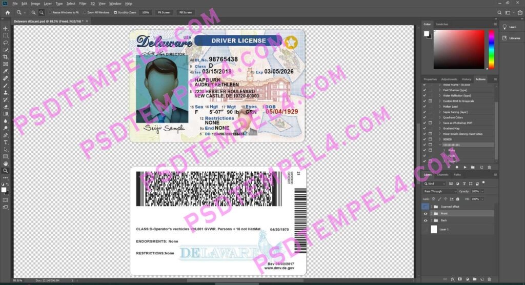 USA Delaware Driver License 2 version