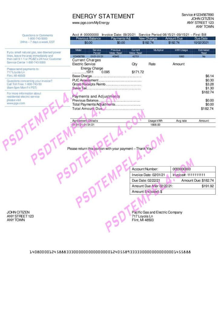 USA Energy utility bill