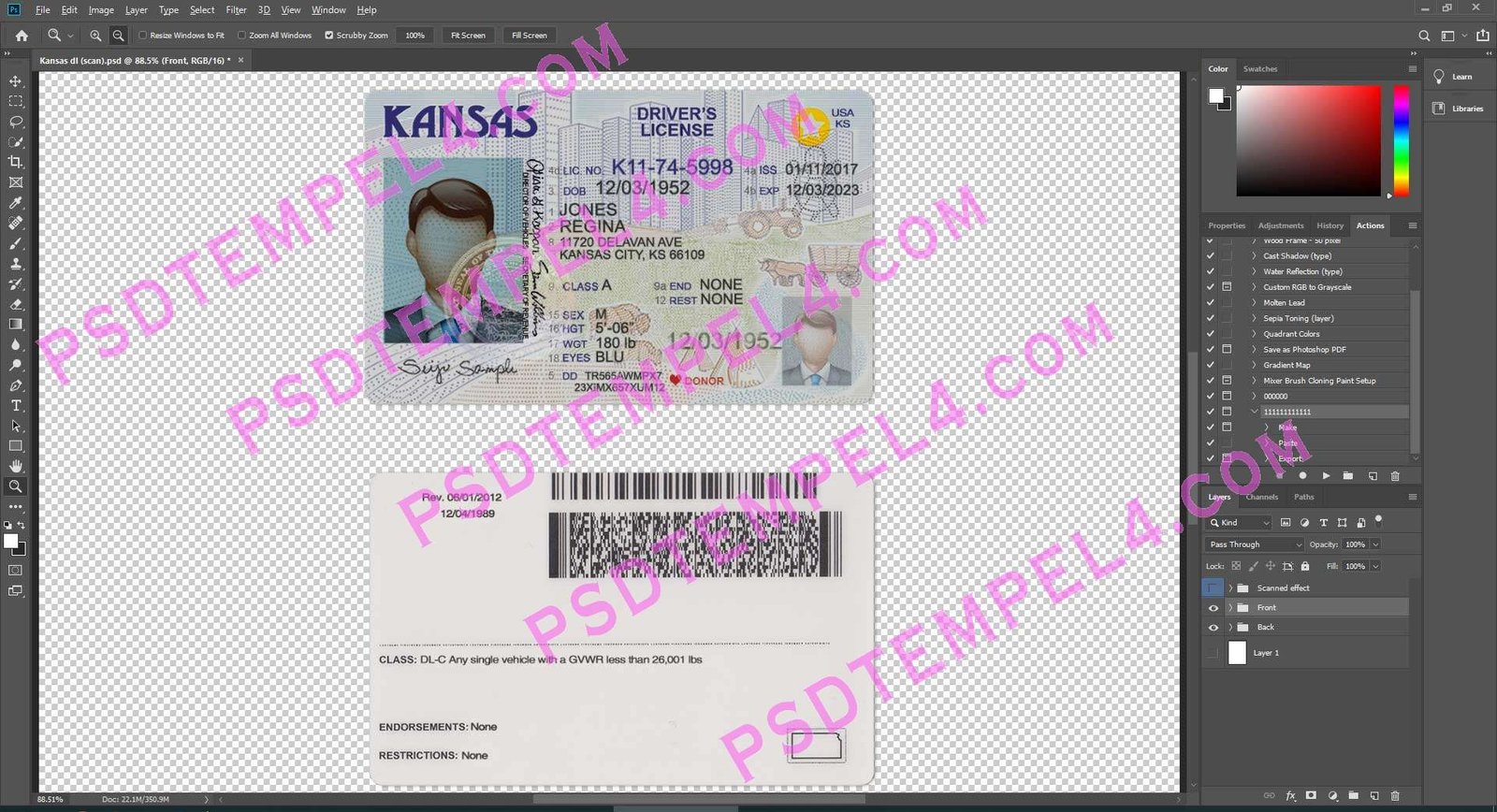 USA Kansas Driver License 3 version