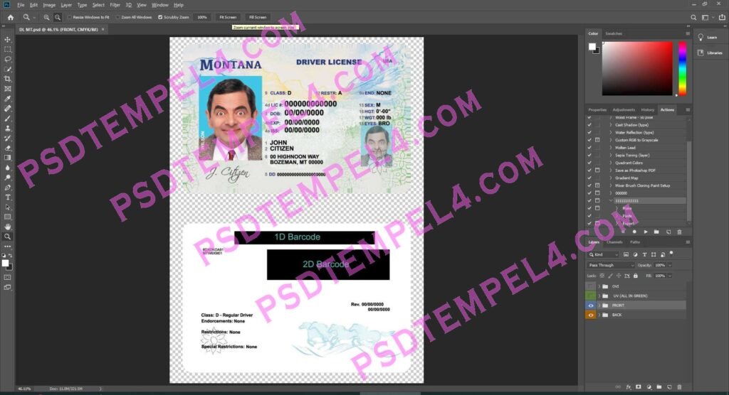 USA Montana Driver License 2 version