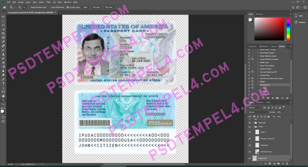 USA Passport ID Card 2 version