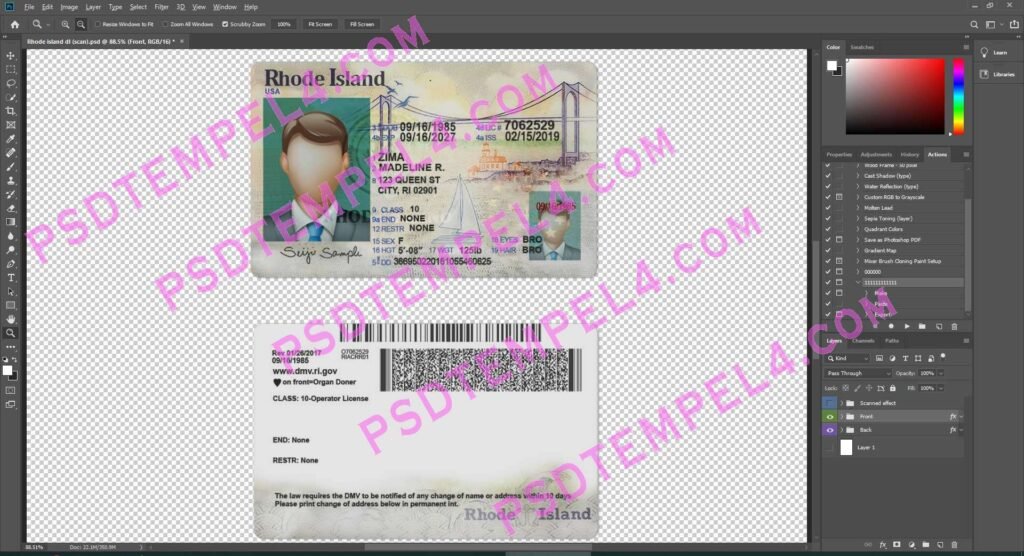 USA Rhode Island Driver License 2 version