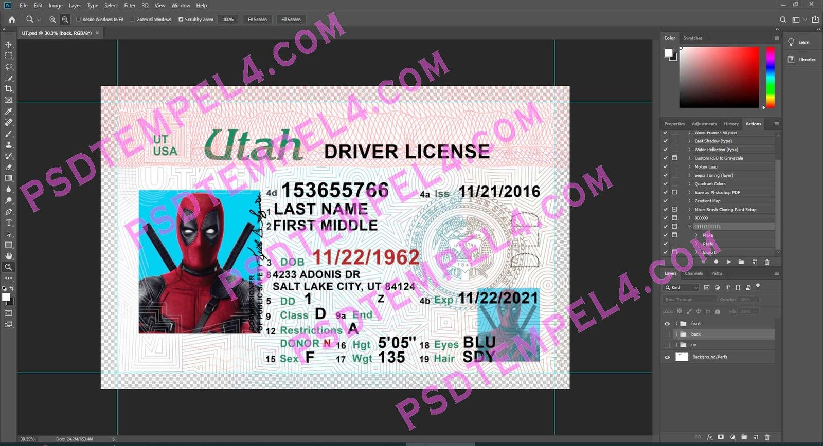 USA Utah Driver License 3 version - Image 3