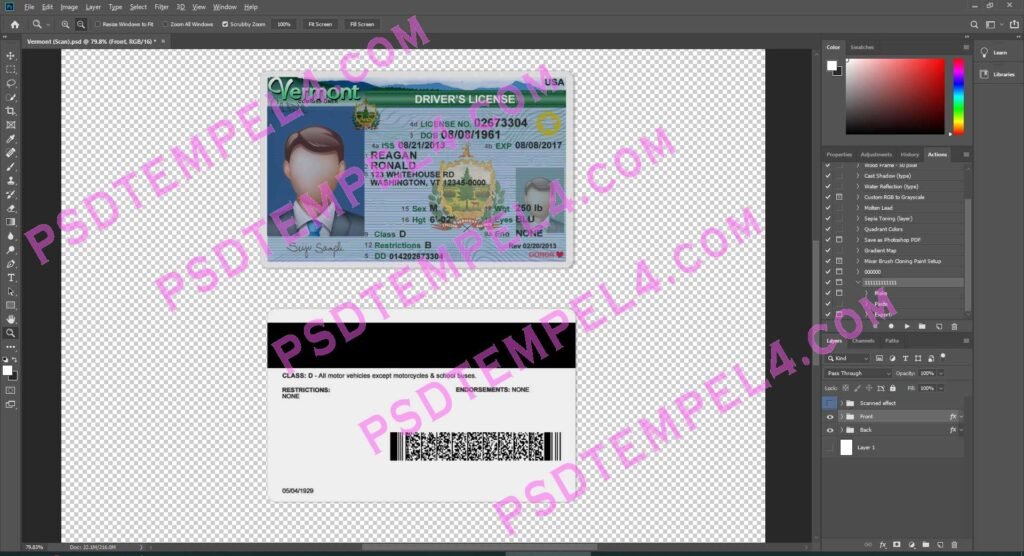 USA Vermont Driver License 2 version