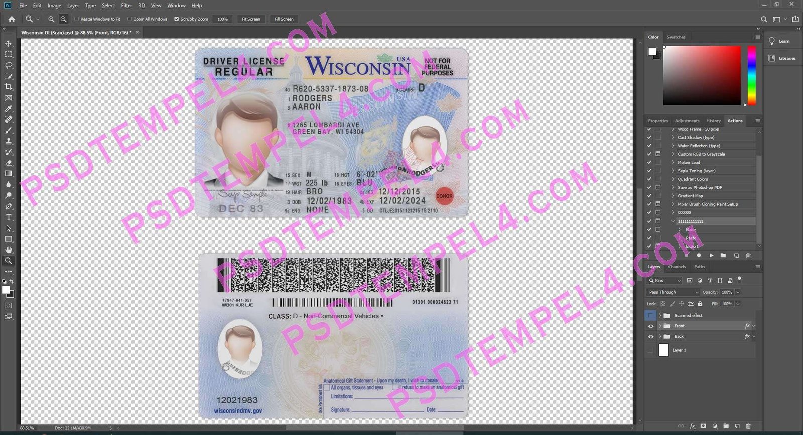 USA Wisconsin Driver License 2 version - Image 2
