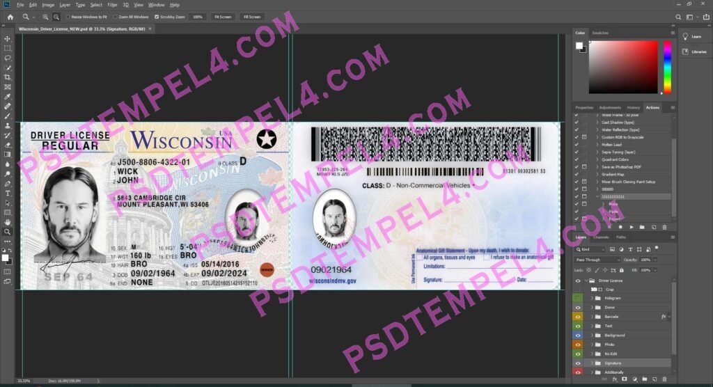 USA Wisconsin Driver License 2 version