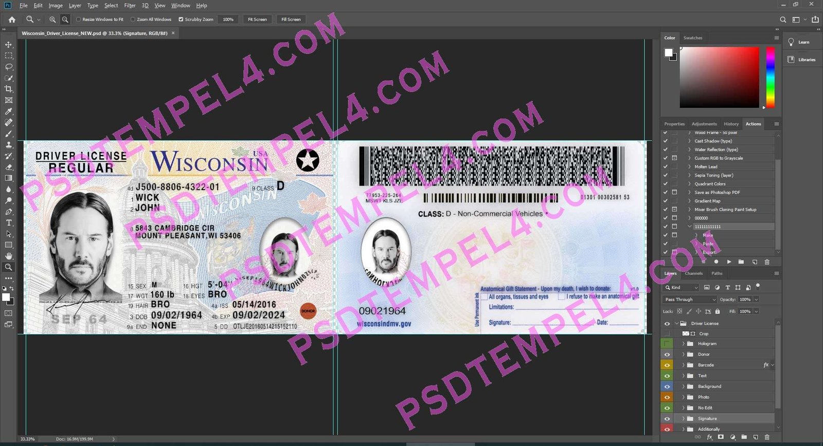 USA Wisconsin Driver License 2 version