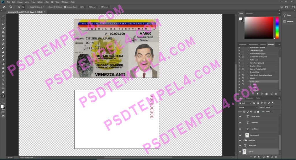 Venezuela id card psd