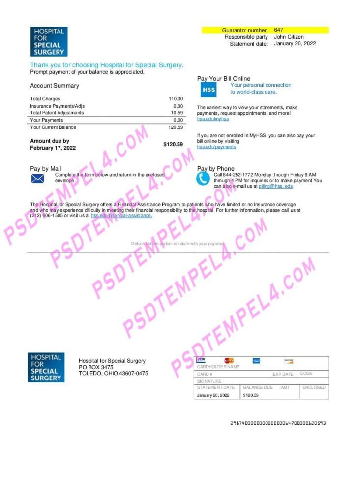 usa ohio hospital for special surgery utility bill